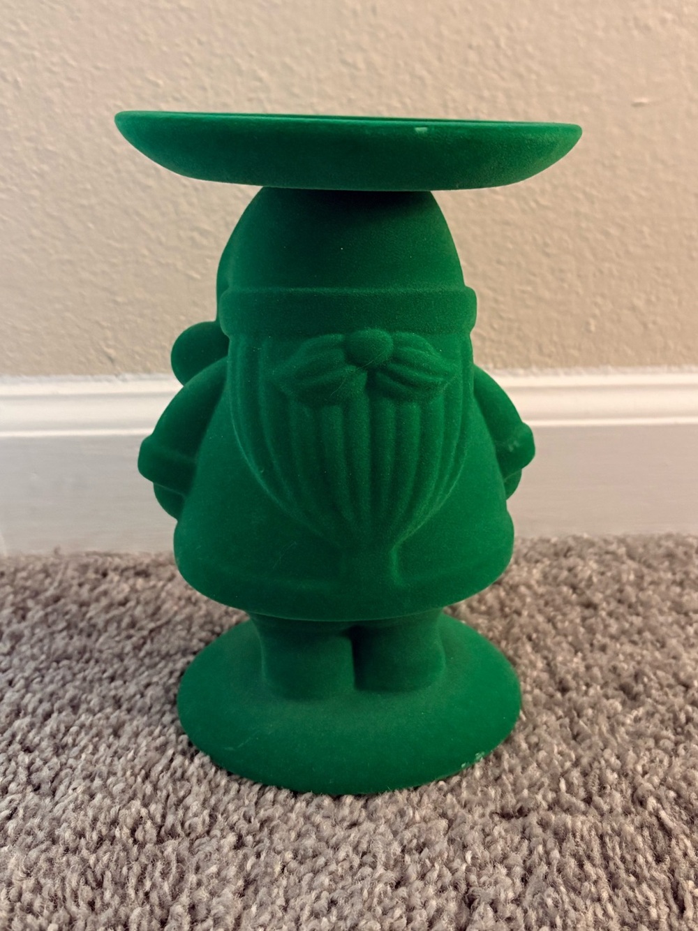 Bath and Body Works green flocked Santa candle holder
